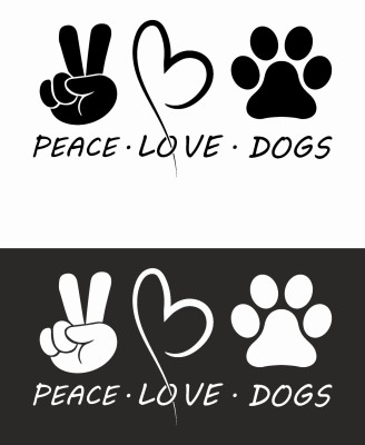 RM25 Naprasowanka  PEACE love DOGS ciemne tło 20 cm .