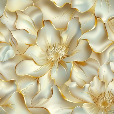 L1802 Kremowe kwiaty ze złotem oxford poliester