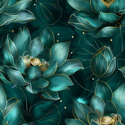 L1802 Zielone LILIE wodne oxford poliester