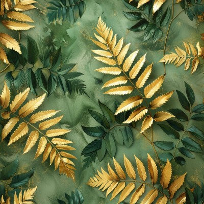 L1802 ZŁOTA paproć oxford poliester