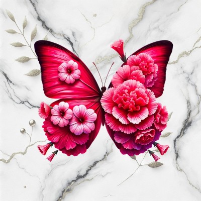 L1802 Panel Fuksja MOTYL marmur  49X49 OXFORD