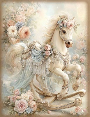 M1603 Panel KOŃ na biegunach 45/50 dresówka pętelka DuCy