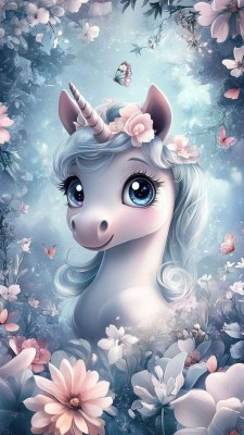 M1603 Panel Jednorożec na niebieskim 45/50 dresówka pętelka DuCy