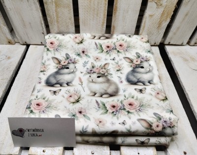 M1603 Szare KRÓLICZKI wianek single jersey DuCy