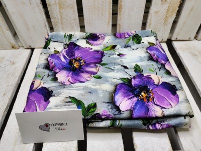 KP2004 Malowane MAKI FIOLET jersey wiskoza DuCy