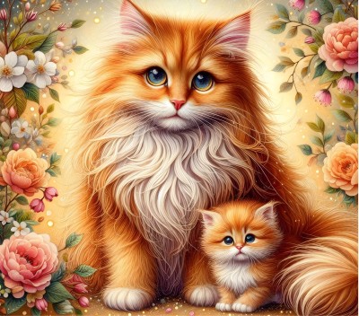 M2303 Panel poduszkowy KOTKA i kotek 49x49 welur tapicerski