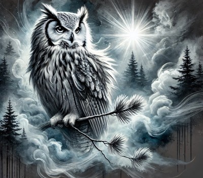 M2303 Panel poduszkowy SOWA mgła mono 49x49 welur tapicerski 