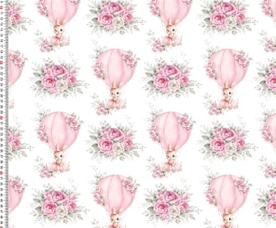 KP2004 Króliczki  balon kwiat single jersey DuCy 