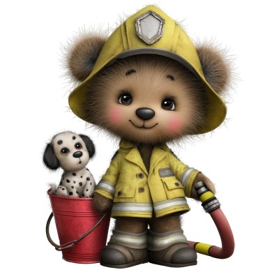 K1504 Naprasowanka MISIEK strażak 10cm