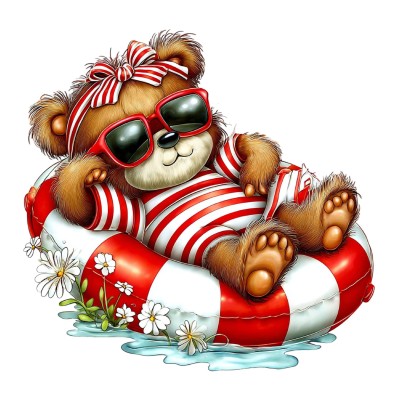 K1504 Naprasowanka MISIEK paski ponton 10cm