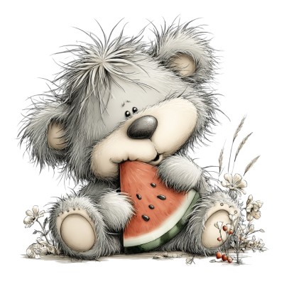 K1504 Naprasowanka MISIEK arbuz 10cm 