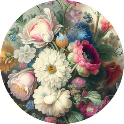 M0705 Panel poduszkowy KWIATY mix okrągły 35cm WELUR