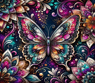 C1006 Panel poduszkowy Motyl mandale 49x49 welur tapicerski