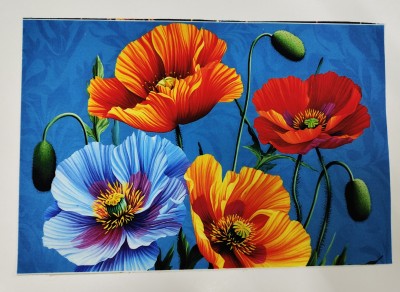 L2307 Panel kosmetyczka Maki na niebieskim 20x30 welur tapicerski