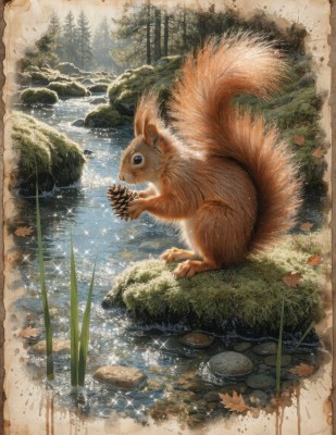 P0610 Panel poduszkowy Wiewiórka strumyk 39x49 welur tapicerski