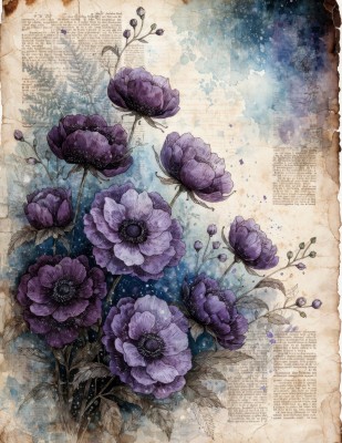P0610 Panel poduszkowy Maki fiolet gazeta 39x49 welur tapicerski